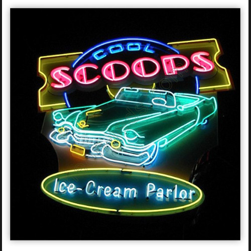 Cool Scoops Ice Cream Parlor Neon Sign