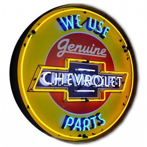 Chevrolet Parts Neon Sign in a steel can