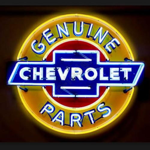 Genuine Chevrolet Parts Neon Sign in a steel can