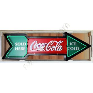 COCA-COLA ARROW NEON SIGN IN SHAPED METAL CAN