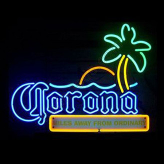 Corona Beach Sunset Tree Neon Sign