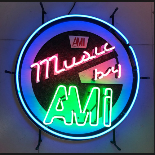 Music by AMI neon sign Music by AMI neon sign