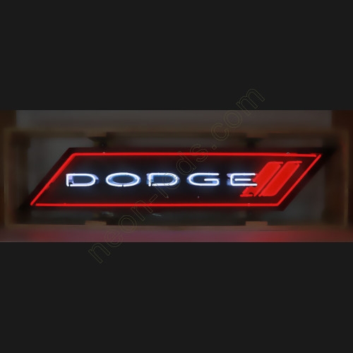 DODGE NEON SIGN IN SHAPED STEEL CAN DODGE NEON SIGN IN SHAPED STEEL CAN