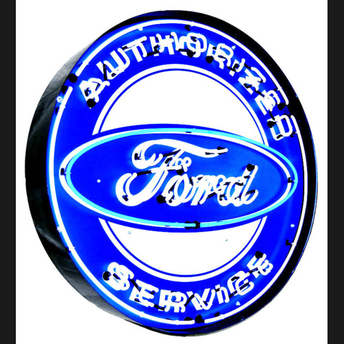 Authorized Ford Service Neon Sign in steel can