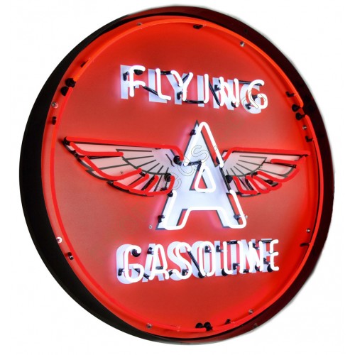Flying A Gasoline Steel Can Neon Sign Flying A Gasoline Steel Can Neon Sign