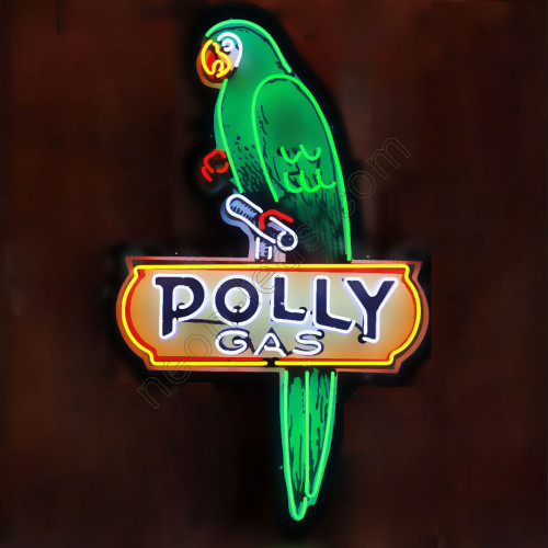 POLLY GAS NEON SIGN in shaped steel can POLLY GAS NEON SIGN in shaped steel can