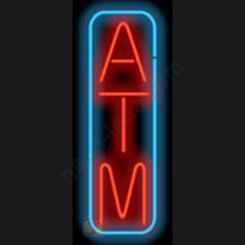 Vertical neon atm sign Vertical neon atm sign