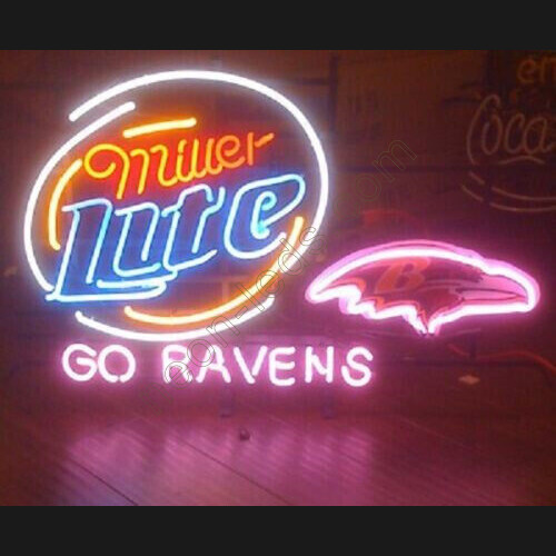 Miller Lite Baltimore Ravens Go Ravens Beer Light Neon Sign Miller Lite Baltimore Ravens Go Ravens Beer Light Neon Sign