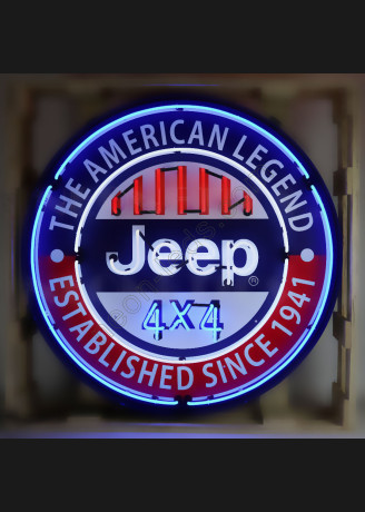 JEEP 4X4 THE AMERICAN LEGEND NEON SIGN in steel can