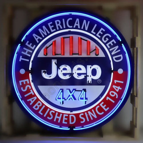 JEEP 4X4 THE AMERICAN LEGEND NEON SIGN in steel can JEEP 4X4 THE AMERICAN LEGEND NEON SIGN in steel can