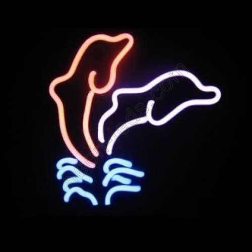 Double dolphin neon sculpture